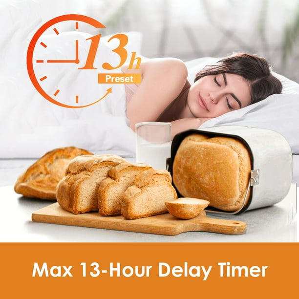 2lb Bread Machine with Computerized Fruit and Nut Dispenser, 12 Preset Choices, Gluten-Free Setting, and 13-Hour Delay Timer - White Kitchen in a Field