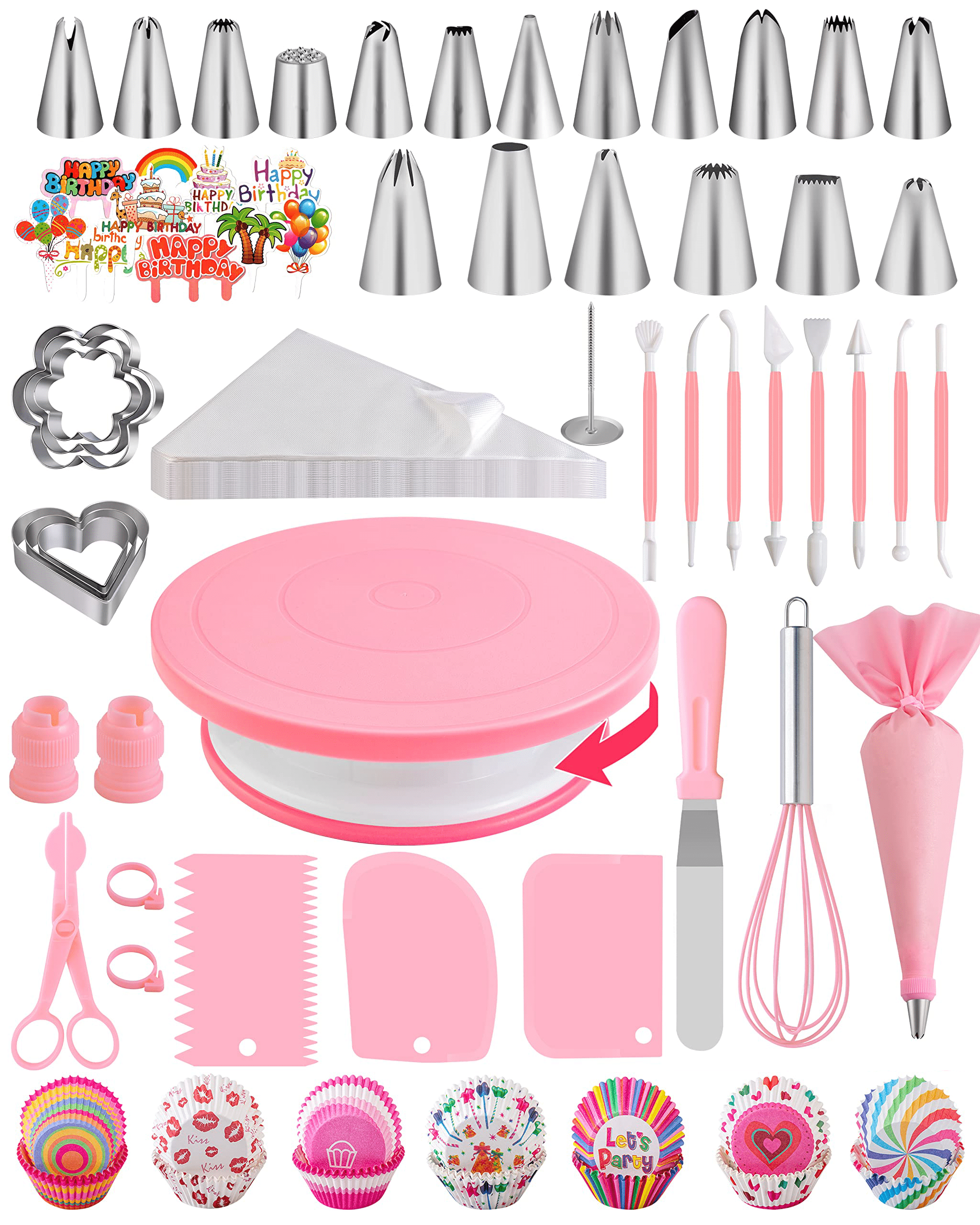 Gsyhtq 285-Piece Cake Adorning Set with Stainless Metal Piping Baggage and Ideas