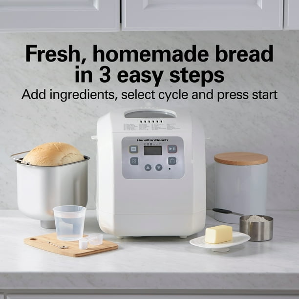 Hamilton Seashore Digital Bread Maker, Programmable with 12 Settings Together with Gluten-Free, 2 lb Capability, White