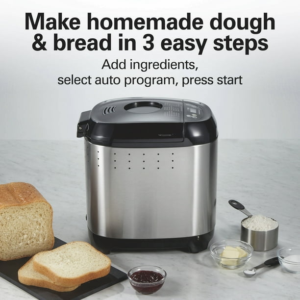 Hamilton Seaside 29985 Stainless Metal Artisan Dough and Bread Maker with 14 Settings