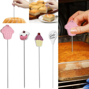 NANDIYNZHI (Clearance) Stainless Metal Cake Tester Skewers – Reusable Lengthy Steel Baking Picks & Meat Thermometer in Multicolor